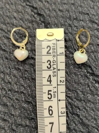 Pendientes Corazón dorados y blanco nacarado