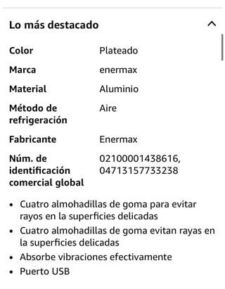 Base Enermax 16" con Altavoces - Ventilador Nuevo