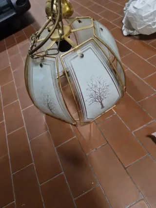 Lampadario vintage anni '70 vetro e metallo