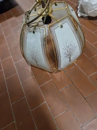 Lampadario vintage anni '70 vetro e metallo