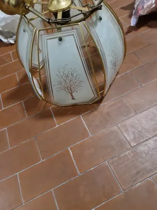 Lampadario vintage anni '70 vetro e metallo