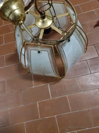 Lampadario vintage anni '70 vetro e metallo