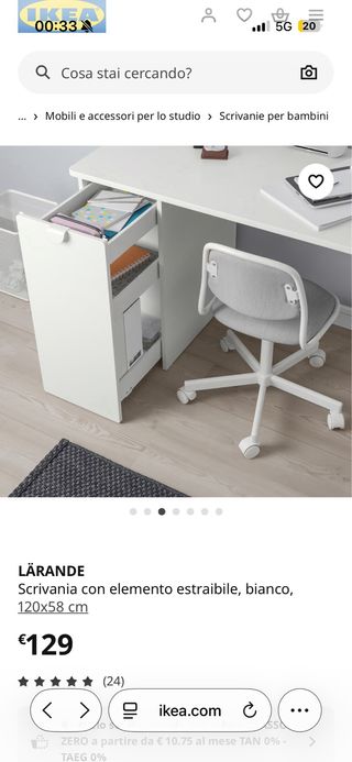 Scrivania Ikea Larande 120x58x74 cm