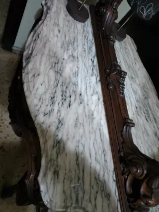 Consola recibidor clásica mármol y madera