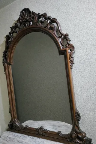 Consola recibidor clásica mármol y madera