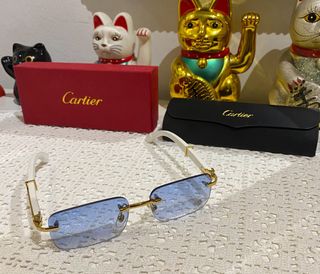 Gafas Cartier Doradas Lentes Azules Nuevas