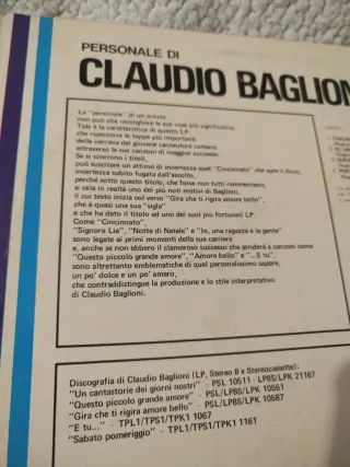 Vinile Personale di Claudio Baglioni RCA 1976