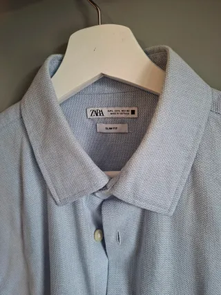 Camisa Zara Slim Fit Azul