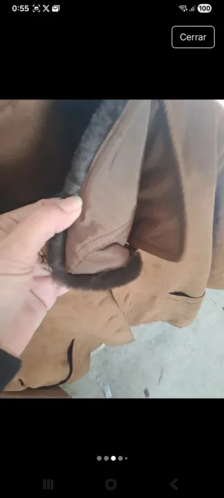 Abrigo, chaqueton marrón tipo ante con cuello desm