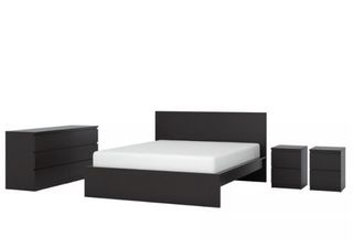 Habitación Ikea Malm Negra. Cama+mesita+comoda
