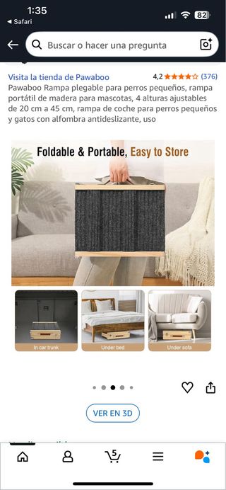 Rampa Plegable Perro Ajustable Escalera