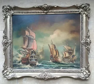Cuadro de barcos en batalla