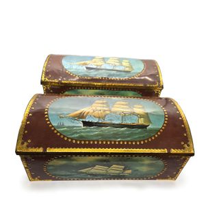 Coppia Forzieri Vintage Metallo Litografato