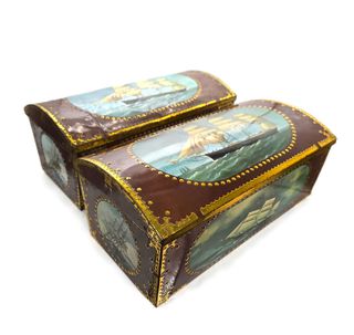 Coppia Forzieri Vintage Metallo Litografato