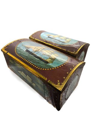 Coppia Forzieri Vintage Metallo Litografato