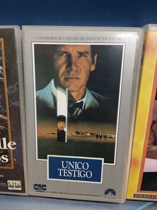PELÍCULAS VHS , 3 películas especial Harrison Ford-El fugitivo, La calle del adiós, Único testigo