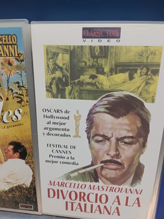 3 cintas, VHS, películas de Marcello Mastroianni