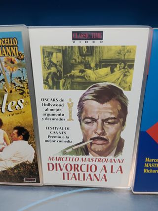 3 cintas, VHS, películas de Marcello Mastroianni