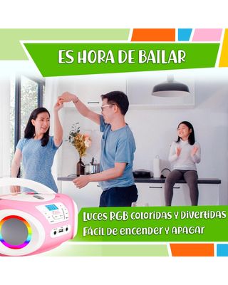 ★ Boombox infantil MP3, CD, Radio, USB + Luces RGB