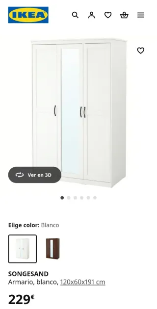 Armario SONGESAND Blanco IKEA 120x60x191 cm
