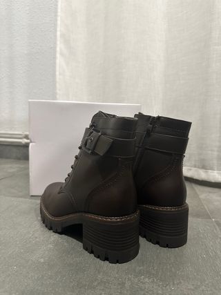 Botas Marrones militares Y2K con cremallera