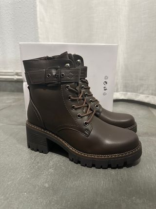 Botas Marrones militares Y2K con cremallera