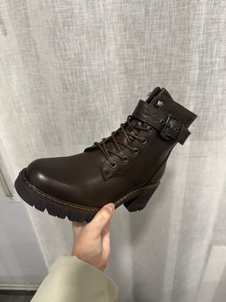 Botas Marrones militares Y2K con cremallera