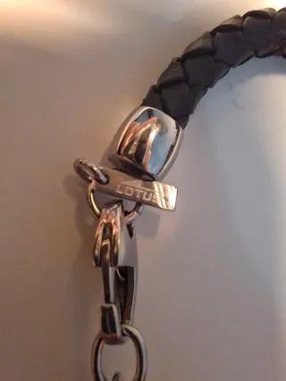 Pulsera Lotus Cuero Trenzado Azul