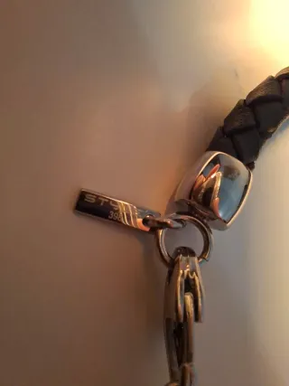 Pulsera Lotus Cuero Trenzado Azul