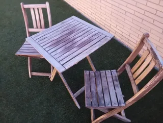 Conjunto Mesa y 2 Sillas Plegables Madera IKEA