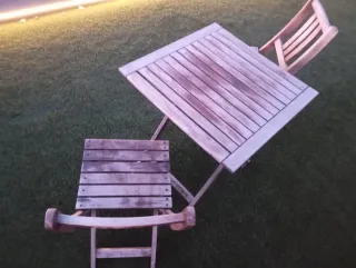 Conjunto Mesa y 2 Sillas Plegables Madera IKEA