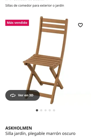 Conjunto Mesa y 2 Sillas Plegables Madera IKEA