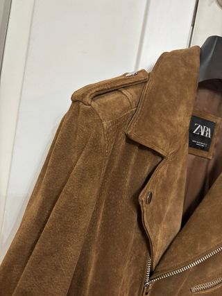 Chaqueta biker piel Zara Hombre camel