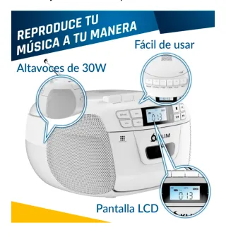 Reproductor Cassette CD Radio KLIM Blanco
