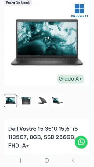 Portátil Dell Vostro 3510 para piezas o reparar