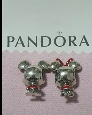 Lote2 charm Pandora de Mickey y Minnie mouse