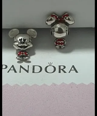 Lote2 charm Pandora de Mickey y Minnie mouse