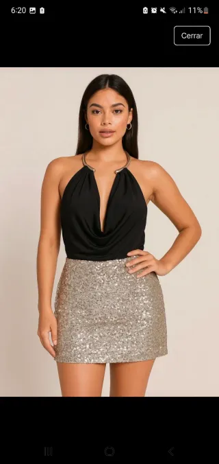 Conjunto fiesta top negro con espanda descubierta