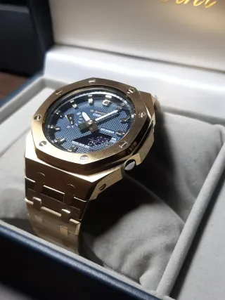 G-Shock Custom CasiOak Oro Acciaio Inox navy blue