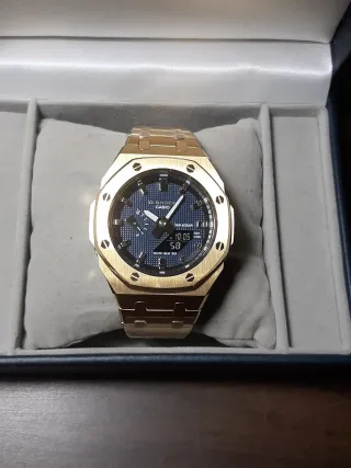 G-Shock Custom CasiOak Oro Acciaio Inox navy blue
