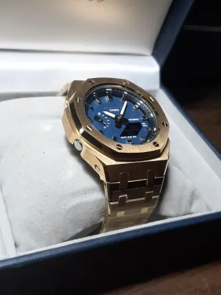 G-Shock Custom CasiOak Oro Acciaio Inox navy blue