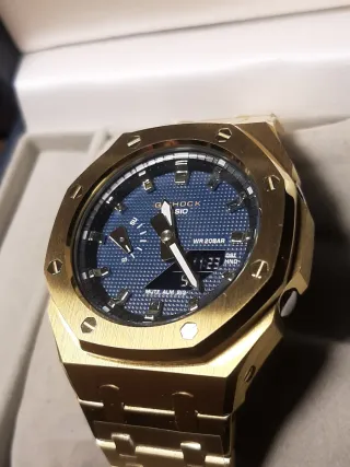 G-Shock Custom CasiOak Oro Acciaio Inox navy blue