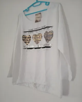 Camiseta Carolina Talla XL Corazones Dorados