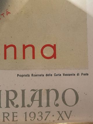 Poster commemorativo Madonna 1937