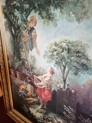 Lámina barnizada antigua romántica