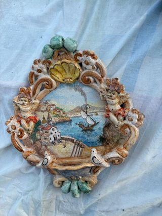 Acquasantiera Vesuvio Ceramica Dipinta