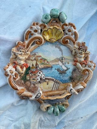 Acquasantiera Vesuvio Ceramica Dipinta