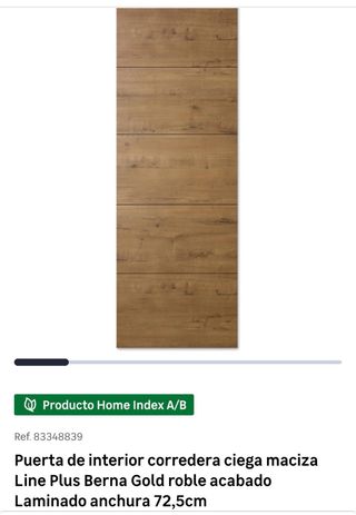 Puerta corredera Berna Gold Roble de 72,5cm.