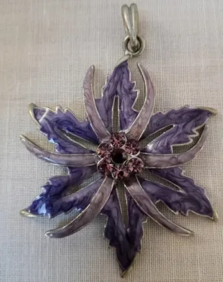 Colgante Flor Morado y Plateado