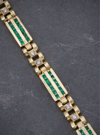 Pulsera Oro 18k Esmeraldas y Diamantes